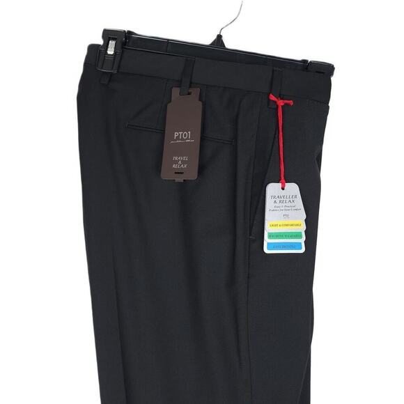 PT Torino PT01 Easy-Fit Plainweave Stretch Dress Pants Black 34W US/ 50 IT NWT - Picture 1 of 4